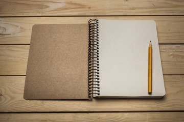 Above. An Open Vintage Sketchbook or Notebook with Pencil  on