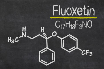 Schiefertafel mit der chemischen Formel von Fluoxetin