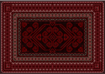 Dark carpet with red and brown shades