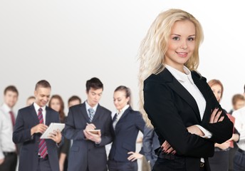 Women. Confident Businesswoman On A White Background
