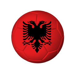 Soccer football ball with Albania flag. Isolated on white.