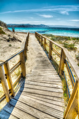 Obraz premium wooden boardwalk in Sardinia