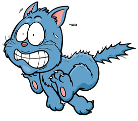 Vector illustration of scared cartoon cat