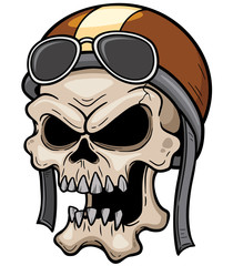 Vector illustration of Skull wearing helmet
