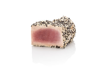 Grilled tuna steak isolated.