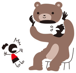 かぶり物を取って子供の夢を壊す男性