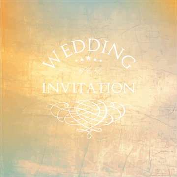 Wedding card or invitation with abstract floral background. Gree