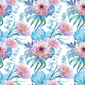 Nice floral watercolor seamless pattern