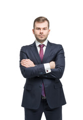 Young standing handsome businessman