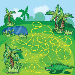 Fototapeta na wymiar Maze game with crocodile