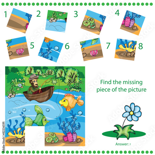 "Find missing piece Puzzle game for Children" Stock image and royalty