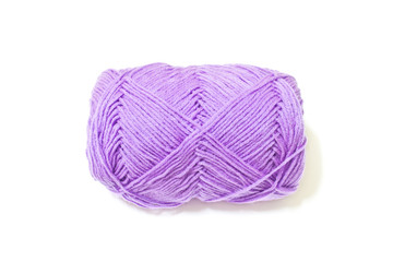 Violet yarn on white background