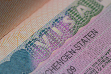 Fototapeta premium Visa stamp travel