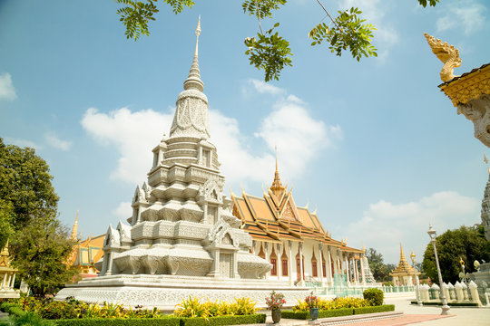 Cambodia Royal Palace, Silver Pagoda and stupa