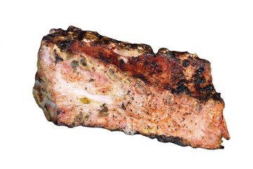 Hot BBQ Grilled Pork Ribs Isolated On White