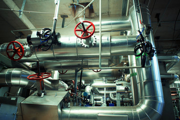 Industrial zone, Steel pipelines, valves and cables