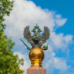 Fototapeta premium Double-headed eagle incrown with scepter and orb
