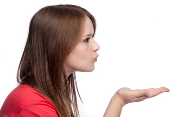 Side Profile Girl Blowing Kiss