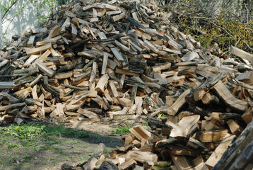 stack of chopped firewood