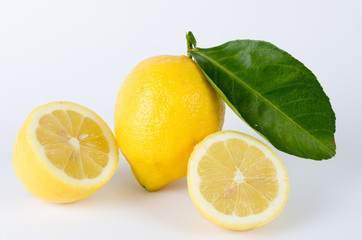 Fresh lemons on White ground