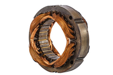 Stator of the electric motor, isolated on white background