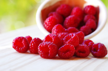 raspberry on wood table