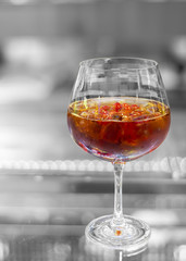 cocktail on black and white background