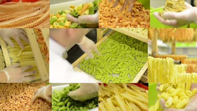 montage - dried pasta in containers - chef controls pasta
