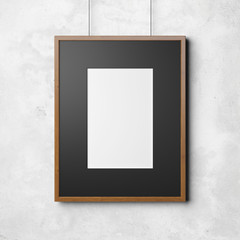 Picture on the concrete gray wall. 3d render