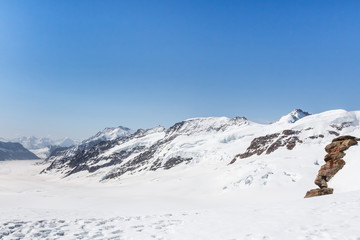 Aletsch Glacier in the Jungfraujoch, Alps Mountain, Switzerland