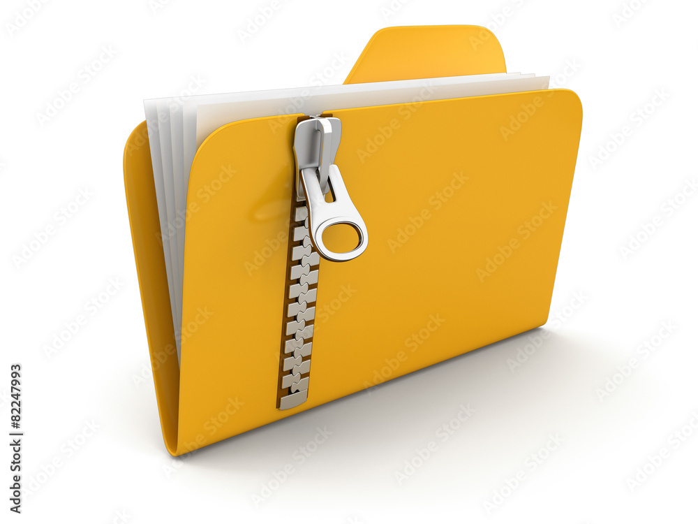 Poster folder and list with zipper (clipping path included)
