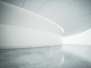 White open space contemporary interior. 3d render