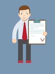 Manager holding the document approved, vector illustration