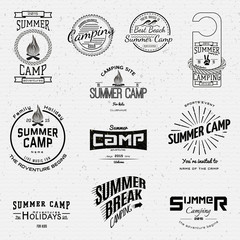 Summer camp badges logos and labels for any use