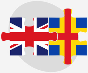 United Kingdom and Aaland Islands Flags in puzzle