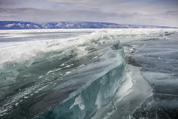 frozen baikal lake in winter © tiplyashina