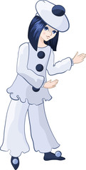 Pierrot fun cartoon vector illustration