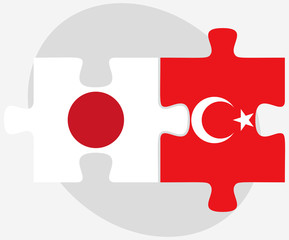 Japan and Turkey Flags in puzzle
