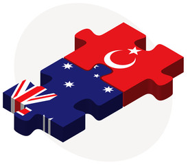 Australia and Turkey Flags in puzzle