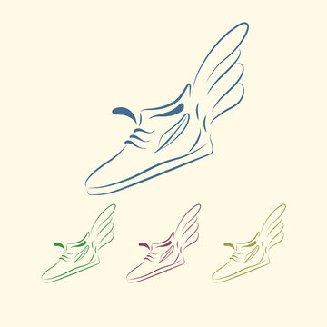 Speeding running shoe icons