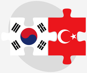 South Korea and Turkey Flags in puzzle