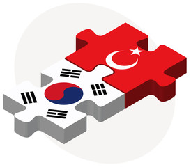 South Korea and Turkey Flags in puzzle