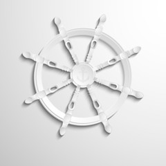 Naklejka premium Sea steering wheel with anchor logo design.