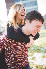 Obraz premium young couple lovers authentic