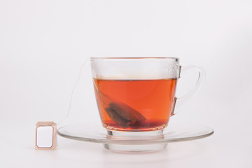 tea in cup isolated on white background