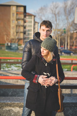 young couple lovers authentic