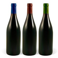 Set realistic bottles of red wine.