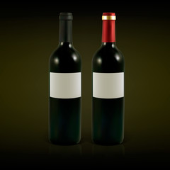 Set of vector wine bottles with blank labels.