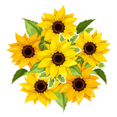 Obraz premium Vector bouquet of sunflowers. Vector illustration.