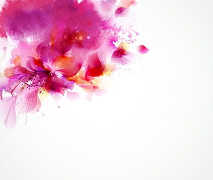 Fototapeta Abstrakcjonistyczny tło z kwiatem i projektów elementami